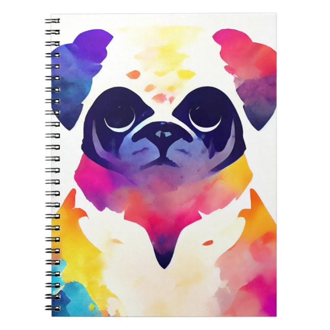 Pug Dog Wild Nature Animal Colors Art Painting Notebook (Front)