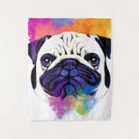 Pug Dog Wild Nature Animal Colors Art Painting