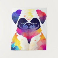 Pug Dog Wild Nature Animal Colors Art Painting