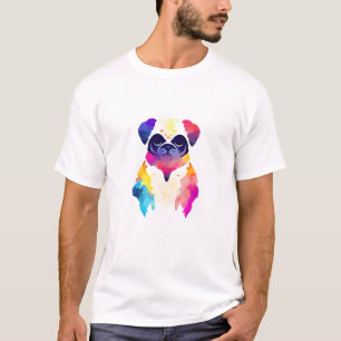 Pug Dog Wild Nature Animal Colours Paint T-Shirt