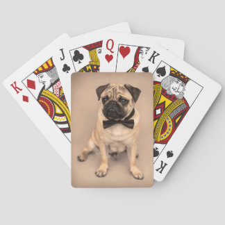 Pug Dog with Bow Tie Playing Cards