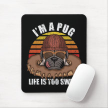 Pug dog with donuts retro design Mouse Pad