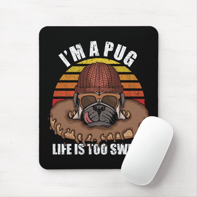 Pug dog with donuts retro design Mouse Pad (With Mouse)