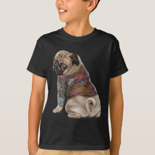 Pug Dog With Traditional Japanese Dragon Tattoo Ir T-Shirt
