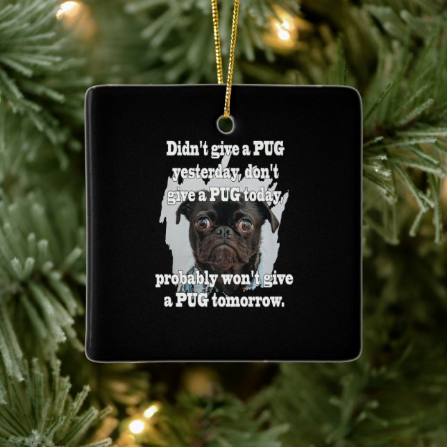 Pug Dog Yesterday Today Tomorrow Ceramic Ornament (Tree)