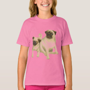 Pug Dogs Girls Baby Doll T-Shirt