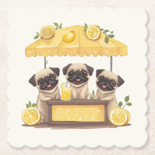 Pug Dogs Lemonade Stand Paper Coaster