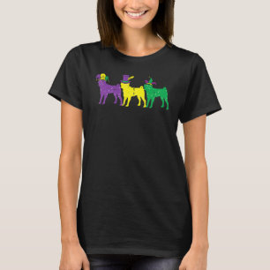 Pug Dogs Purple Yellow Louisiana Mardi Gras Women T-Shirt