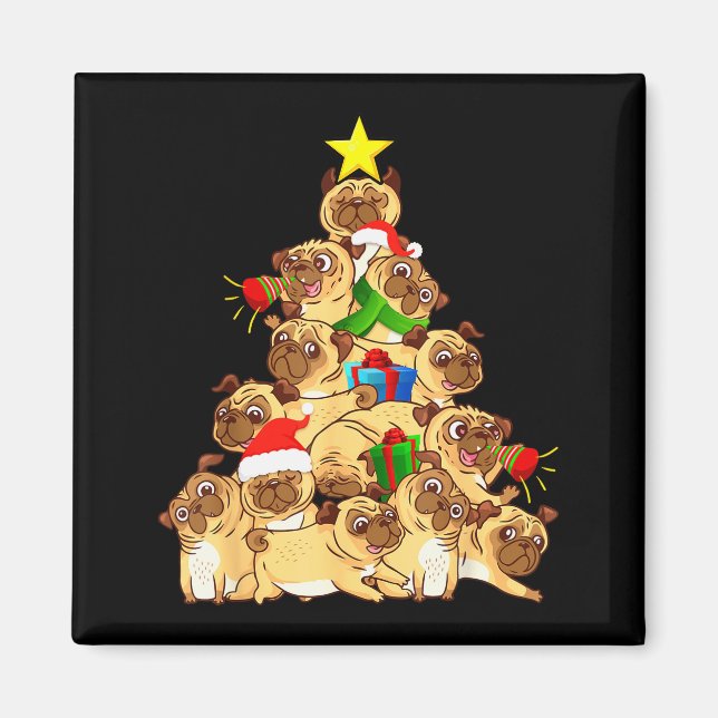 Pug Dogs Tree Christmas Sweater Xmas Pet Animal Do Magnet (Front)