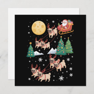Pug Dogs Tree Christmas Sweater Xmas Pet Animal  Holiday Card