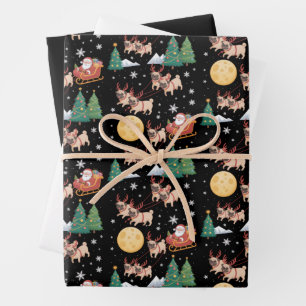 Pug Dogs Tree Christmas Sweater Xmas Pet Animal  Wrapping Paper Sheet