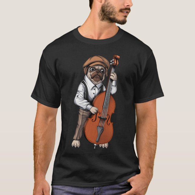 Pug Double Bass Player T-Shirt (Front)
