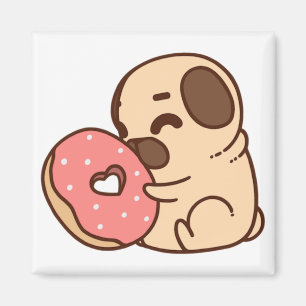 Pug doughnut Puppy Bulldog pet cartoon Magnet