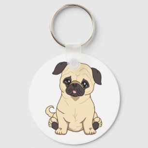Pug Drawing By Pablo Fernandez Limited Edition Key Ring