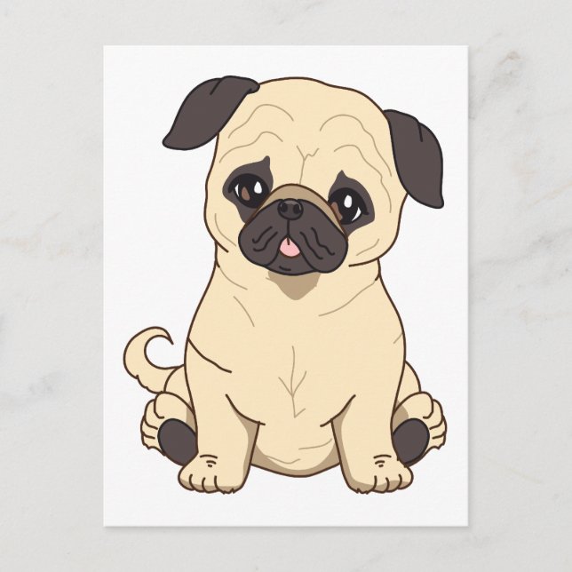Pug Drawing By Pablo Fernandez Limited Edition Postcard (Front)