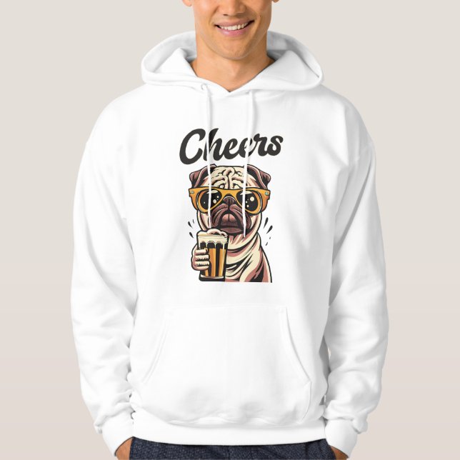Pug Drinking Beer Meme  Hoodie (Front)