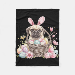 Pug Easter Pug Eggs Graphic Fleece Blanket