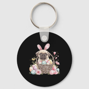 Pug Easter Pug Eggs Graphic Key Ring
