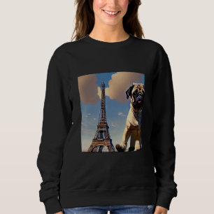 Pug  Eiffel Tower France Paris  Men Women Girls Do Sweatshirt