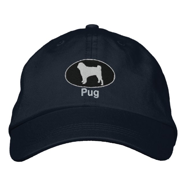 Pug Embroidered Hat (Dark) (Front)