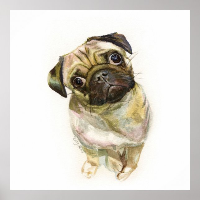 Pug Face Art Print | Cute Pug Dog (Front)