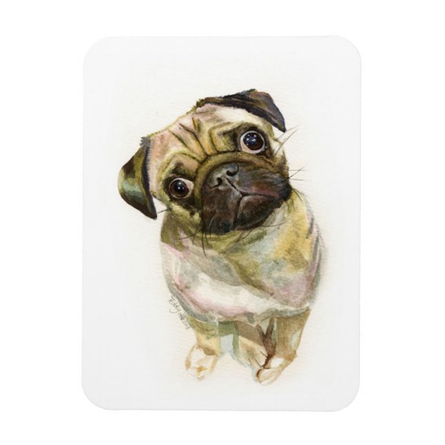 Pug Face Art Print | Cute Pug Dog Magnet (Vertical)