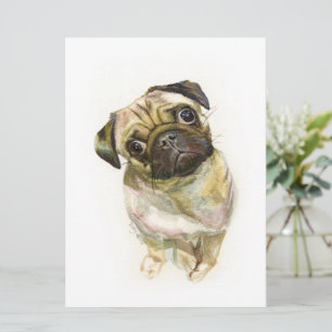 Pug Face Art Print   Cute Pug Dog Menu