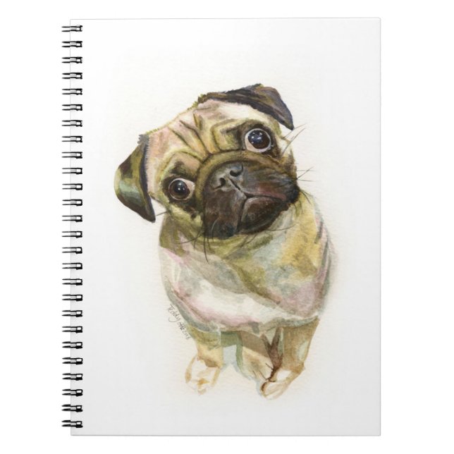 Pug Face Art Print | Cute Pug Dog Notebook (Front)