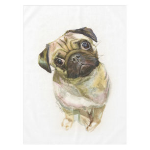 Pug Face Art Print Cute Pug Dog Tablecloth