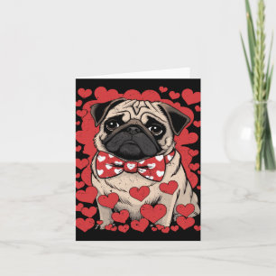 Pug Face Heart Gles Valentines Day Dog Lover Owner Card