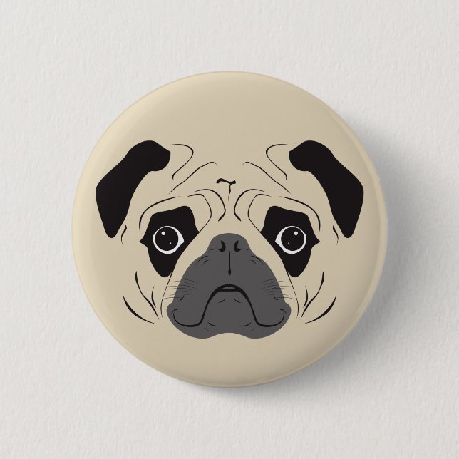 Pug Face Silhouette 6 Cm Round Badge (Front)