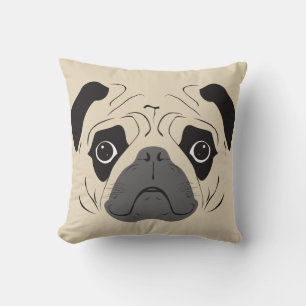Pug Face Silhouette Cushion