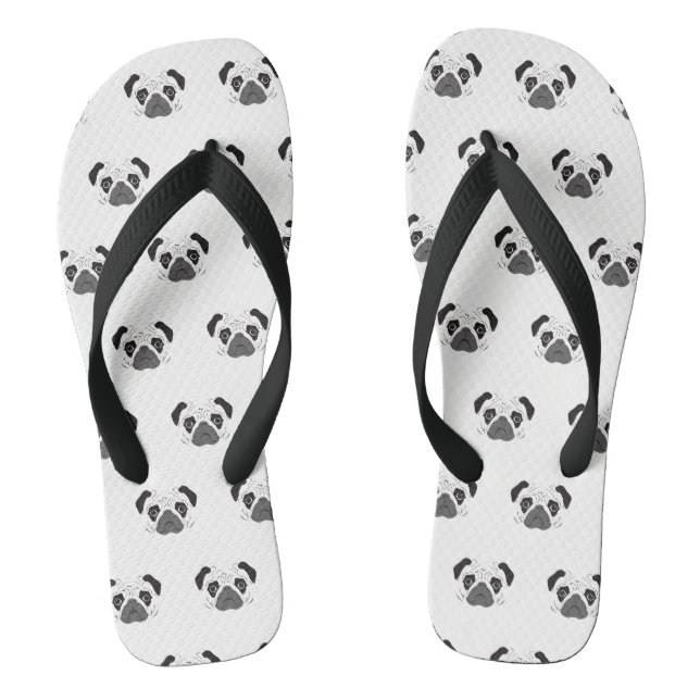 Pug Face Silhouette Jandals (Footbed)