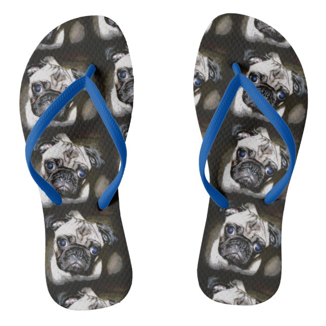 pug  faces black jandals (Footbed)