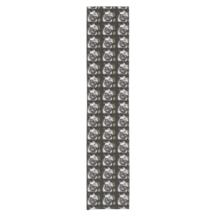 pug faces black short table runner