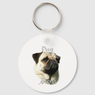 Pug (fawn) Mum 2 Key Ring