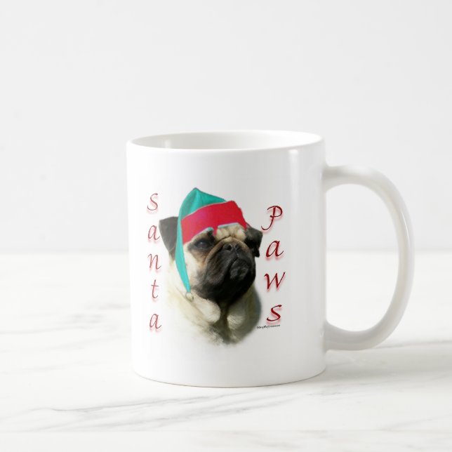 Pug (fawn) Santa Paws Coffee Mug (Right)