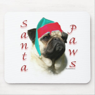 Pug (fawn) Santa Paws Mouse Pad