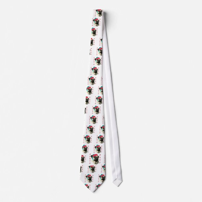 Pug (fawn) Santa Paws Tie (Front)