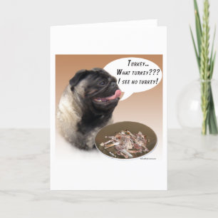 Pug (fawn) Turkey Card