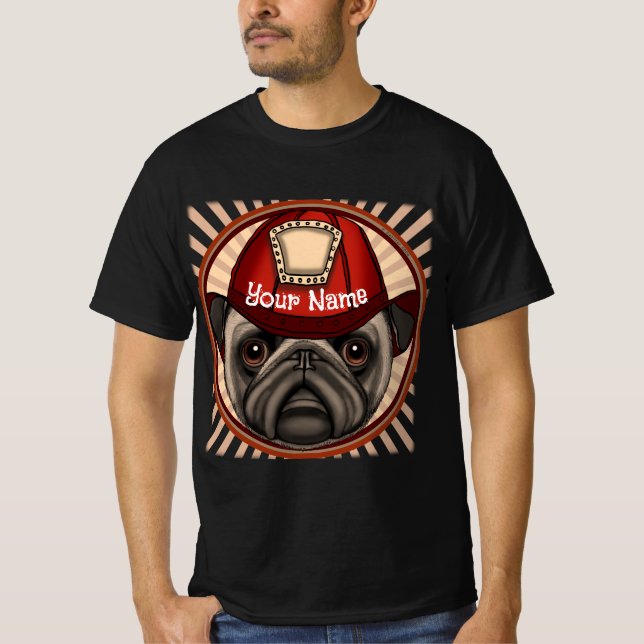 Pug Firefighter  T-Shirt (Front)