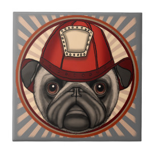 Pug Firefighter Tile