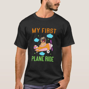 Pug First Time Flying Aeroplane Ride  Boys Girls T-Shirt