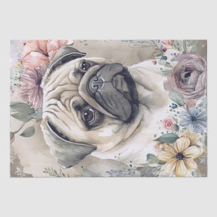 Pug Floral Dog Tissue Paper