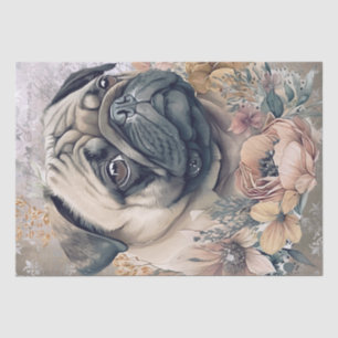 Pug Floral Dog Tissue Paper