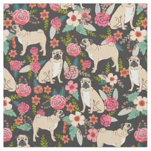 Pug Florals fabric print design pet fabrics