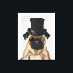 Pug, Formal Hound and Hat Canvas Print<br><div class="desc">Pug,  Formal Hound and Hat by FabFunky. Features a dapper pug wearing a fun tophat and monocle. | 191403D</div>