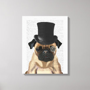 Pug, Formal Hound and Hat Canvas Print