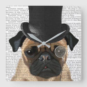 Pug, Formal Hound and Hat Square Wall Clock