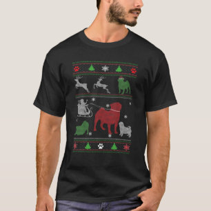 Pug Funny Christmas Snow Paw Dog Dad Mum T-Shirt